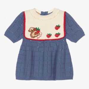 Gucci Baby Girl Knitted Cotton Teddy Bear Dress 3/6 Months